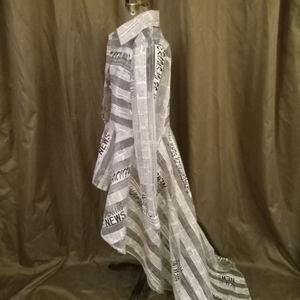 Fun  news printed tailored shirt dress